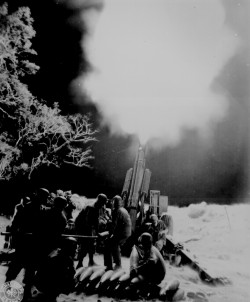 "Veteran Artillery men of the `C' Battery, 90th Field Artillery, lay down a murderous barrage on troublesome Jap artillery positions in Balete Pass, Luzon, P.I." http://www.archives.gov
